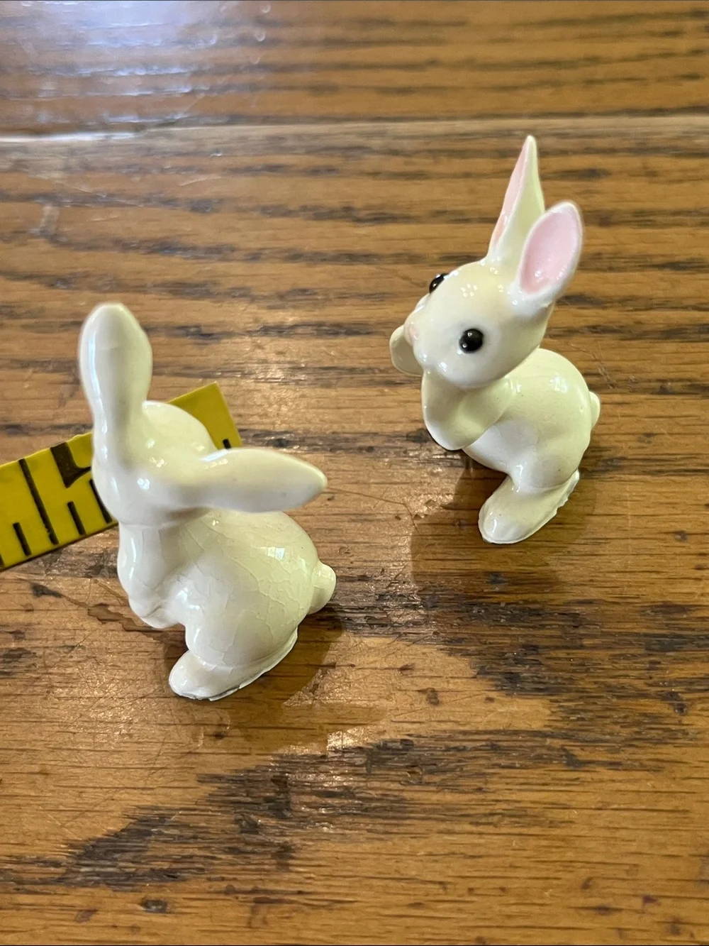 Ceramic mini White Bunny Figurine Set for Small Pets Decor